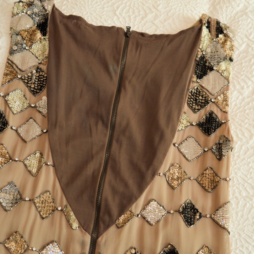 Alice & Oliva Taupe Silk Sequin Dress - Picture 5 of 10